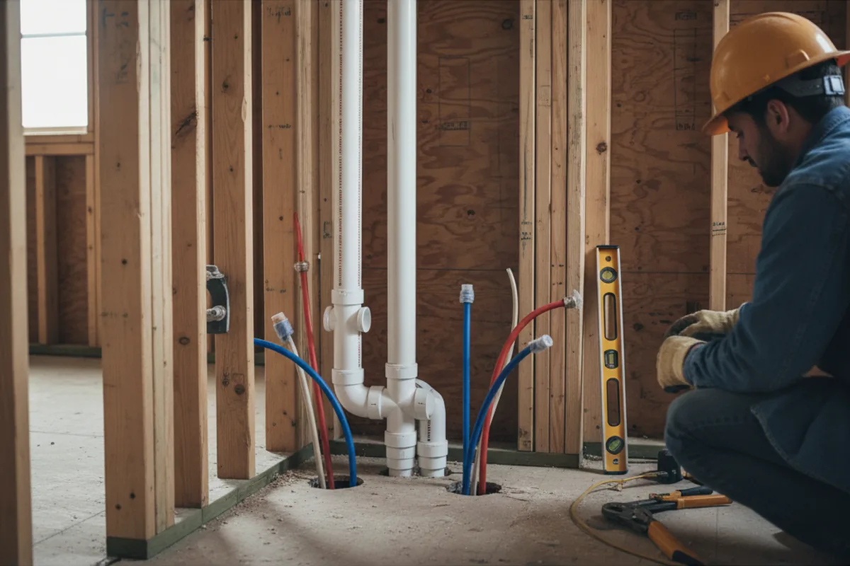 Drain and supply rough-in during Leak Detection in Dexter